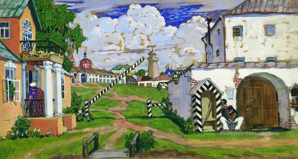 place à la sortie de la ville 1911 Boris Mikhailovich Kustodiev scènes de ville de paysage urbain Peintures à l'huile